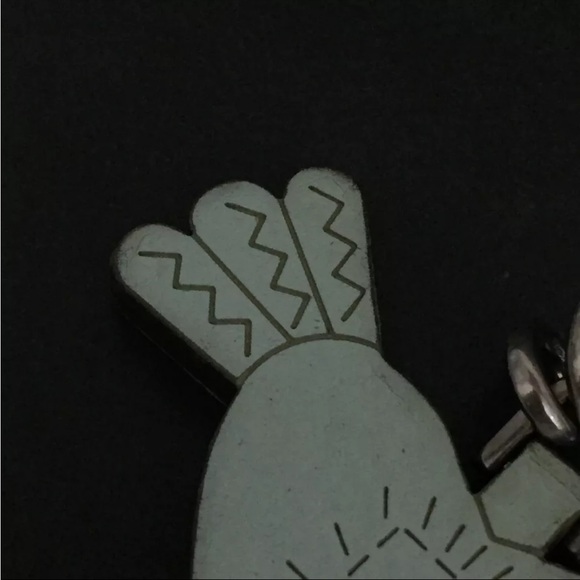 FENDI Selleria Logo Heart Wooden Bag Charm/ Keychain Aqua Blue Silver Hardware - Picture 6 of 8